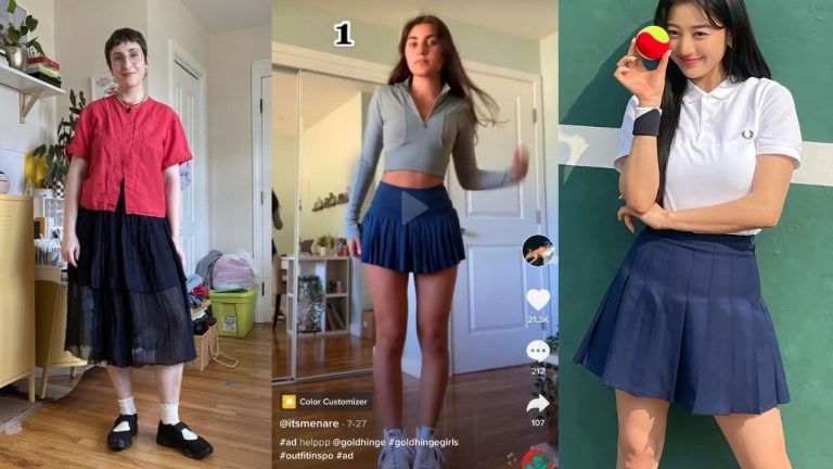 navy blue skirt outfits